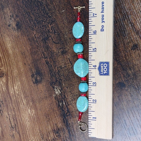 Turquoise/Red Necklace and Bracelet Set - Picture 9 of 13